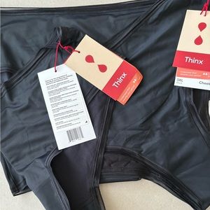 NWT - 3 Pairs of Thinx Black Cheeky Period Absorbent Underwear - 3X